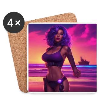 Beach Girl Neo Vintage - Untersetzer (4er-Set) - Weiß - Vorne