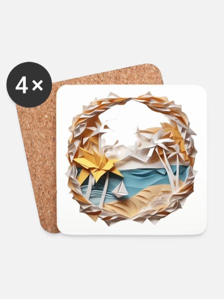 Origami Beach - Coasters (set of 4) - white