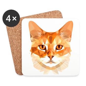 Chat polygonal - Dessous de verre (lot de 4) - blanc - Devant