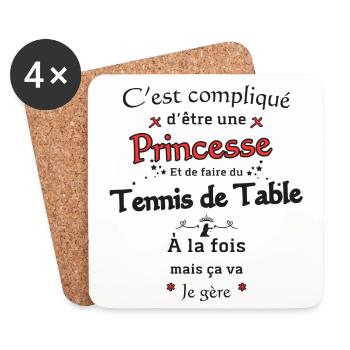 Princesse Et Tennis de Table - Dessous de verre (lot de 4) - blanc - Devant