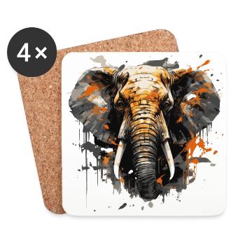 Elephant Head - Coasters (set of 4) - white - Front