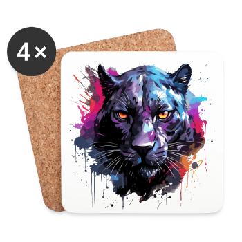 Black panther - Dessous de verre (lot de 4) - blanc - Devant