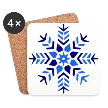 Icône de neige de flocon de neige - Dessous de verre (lot de 4) - blanc - Devant