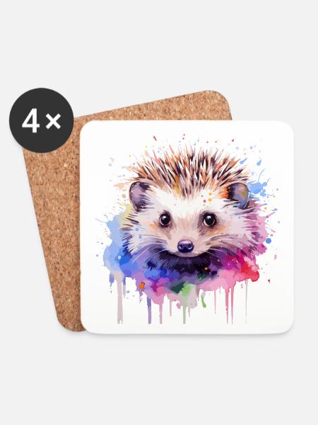 Igel, niedlicher Igel - Untersetzer (4er-Set) - Weiß
