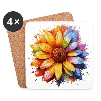 Rainbow Sunflower - Coasters (set of 4) - white - Front