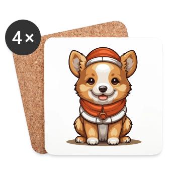 Hund Weihnachts Design - Kawaii Style - Untersetzer (4er-Set) - Weiß - Vorne