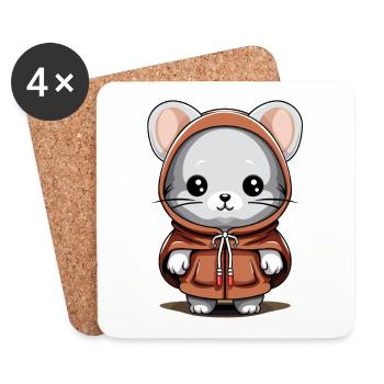 Maus Weihnachts Design - Kawaii Style - Untersetzer (4er-Set) - Weiß - Vorne