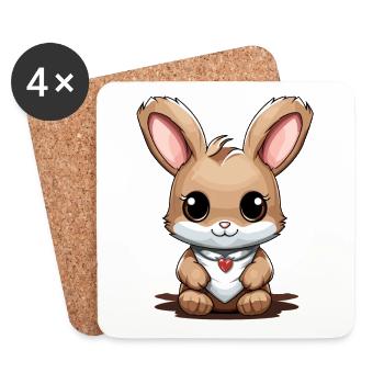 Bunny - Kawaii Style - Coasters (set of 4) - white - Front