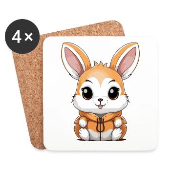 Bunny - Kawaii Style - Coasters (set of 4) - white - Front