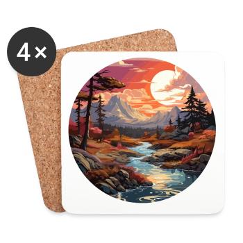 Landscape - Illustration - Coasters (set of 4) - white - Front