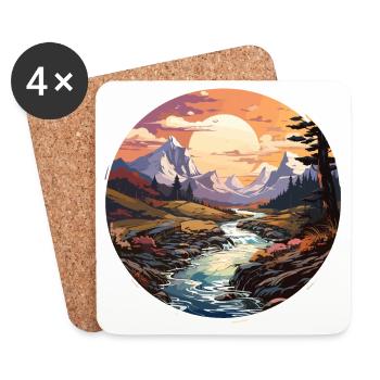 Landscape - Illustration - Coasters (set of 4) - white - Front