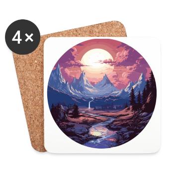 Landscape - Illustration - Coasters (set of 4) - white - Front