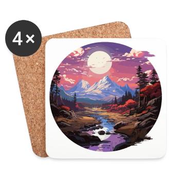 Landscape - Illustration - Coasters (set of 4) - white - Front