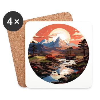 Landscape - Illustration - Coasters (set of 4) - white - Front