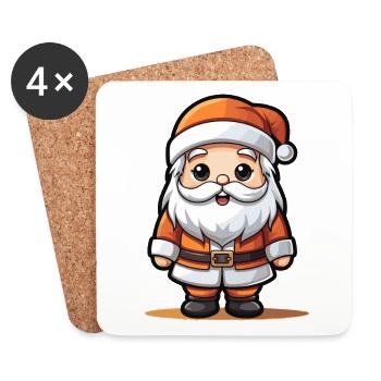 Weihnachtsmann Design - Kawaii Style - Untersetzer (4er-Set) - Weiß - Vorne