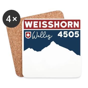 Weisshorn Valais High Altitude Tour Souvenir Guide de Montagne Tour - Dessous de verre (lot de 4) - blanc - Devant
