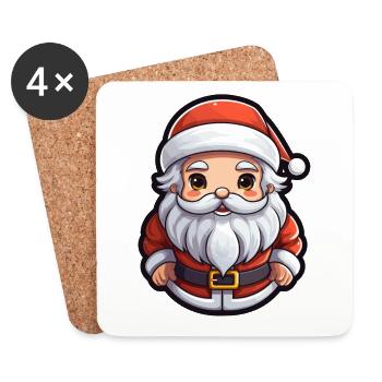 Weihnachtsmann Design - Kawaii Style - Untersetzer (4er-Set) - Weiß - Vorne