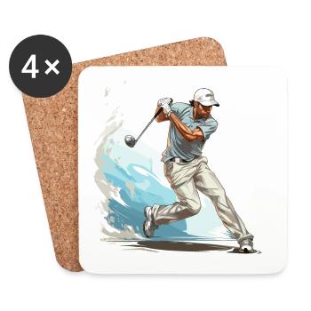 Golf Player - Illustration - Coasters (set of 4) - white - Front