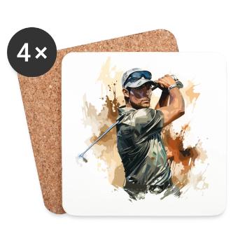 Golf Player - Illustration - Coasters (set of 4) - white - Front