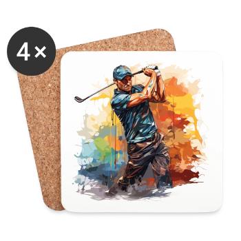 Golf Player - Illustration - Coasters (set of 4) - white - Front