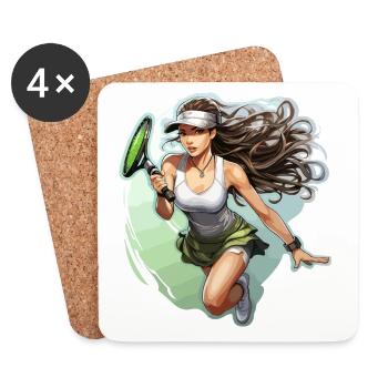 Tennis Spielerin - Illustration - Untersetzer (4er-Set) - Weiß - Vorne