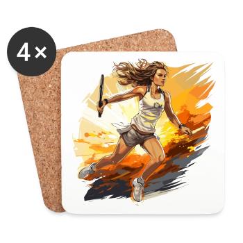 Tennis Spielerin - Illustration - Untersetzer (4er-Set) - Weiß - Vorne