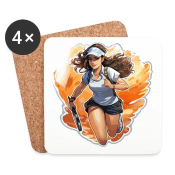 Tennis Spielerin - Illustration - Untersetzer (4er-Set) - Weiß - Vorne