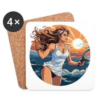Tennis Spielerin - Illustration - Untersetzer (4er-Set) - Weiß - Vorne