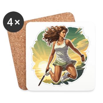 Tennis Spielerin - Illustration - Untersetzer (4er-Set) - Weiß - Vorne