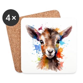 Baby goat, kid - Coasters (set of 4) - white - Front
