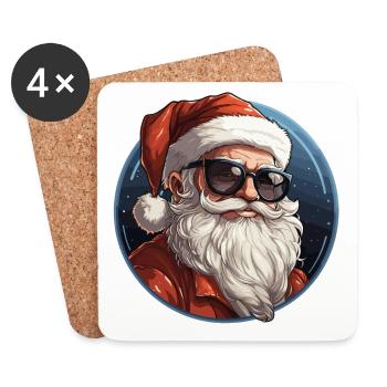 Père Noël - illustration - Dessous de verre (lot de 4) - blanc - Devant