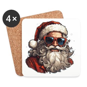 Père Noël - illustration - Dessous de verre (lot de 4) - blanc - Devant