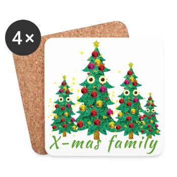 christmas tree, christmas tree, christmas, family, - Coasters (set of 4) - white - Front