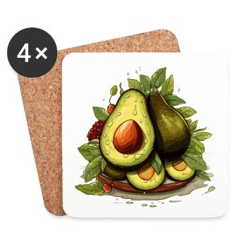 Avocado - Illustration - Untersetzer (4er-Set) - Weiß - Vorne