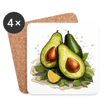 Avocado - Illustration - Untersetzer (4er-Set) - Weiß - Vorne