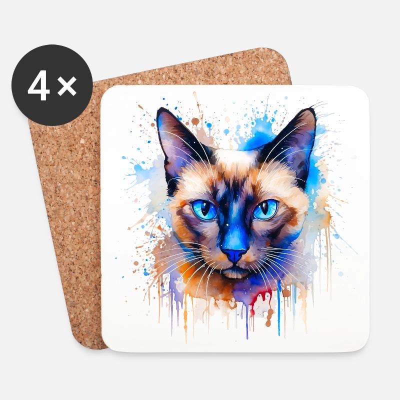 Siamkatze - Untersetzer (4er-Set) - Weiß