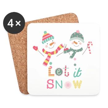 Fun Snowman Let It Snow Colorful Christmas - Coasters (set of 4) - white - Front