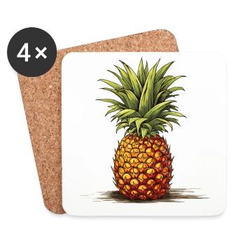 Pineapple - illustration - Coasters (set of 4) - white - Front