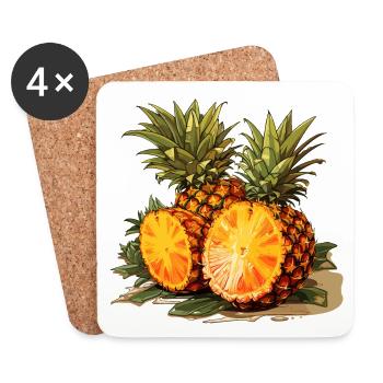 Pineapple - illustration - Coasters (set of 4) - white - Front