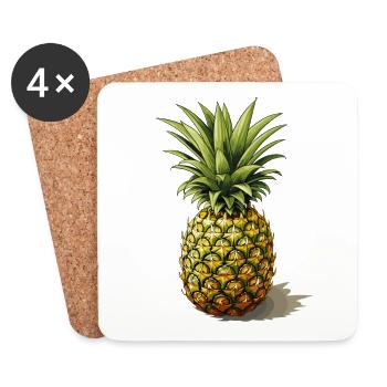 Pineapple - illustration - Coasters (set of 4) - white - Front