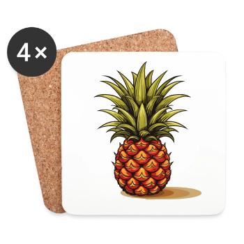 Pineapple - illustration - Coasters (set of 4) - white - Front