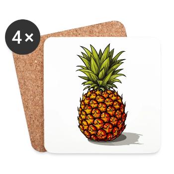 Pineapple - illustration - Coasters (set of 4) - white - Front