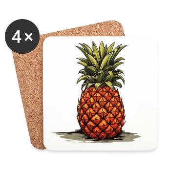 Pineapple - illustration - Coasters (set of 4) - white - Front