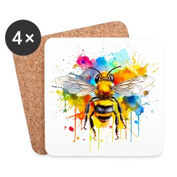 Bee, honey, beekeeper - Coasters (set of 4) - white - Front