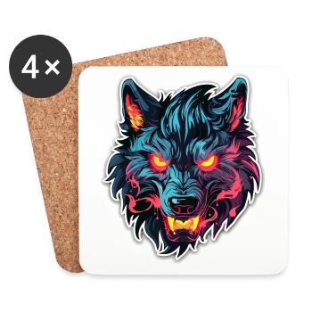 Wolf - Illustration - Untersetzer (4er-Set) - Weiß - Vorne