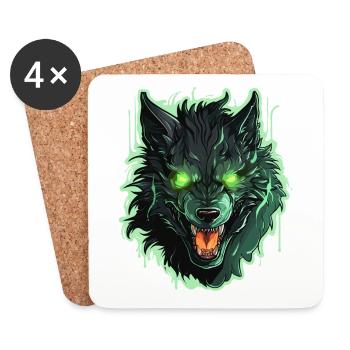 Wolf - Illustration - Untersetzer (4er-Set) - Weiß - Vorne