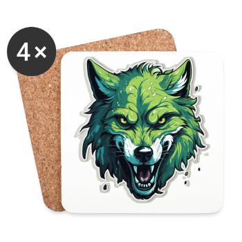 Wolf - Illustration - Untersetzer (4er-Set) - Weiß - Vorne