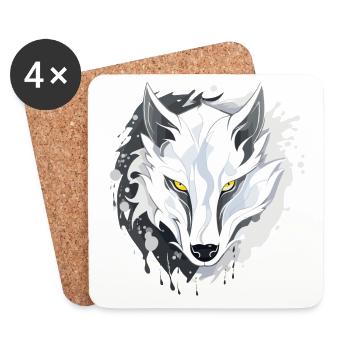 Wolf - Illustration - Coasters (set of 4) - white - Front