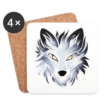 Wolf - Illustration - Untersetzer (4er-Set) - Weiß - Vorne