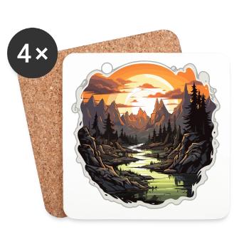 Landscape - Illustration - Coasters (set of 4) - white - Front